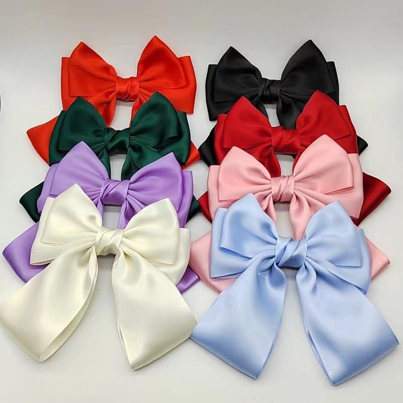 Ribbon Bow Gift - 단색 리본 헤어 클립 신상 여성용