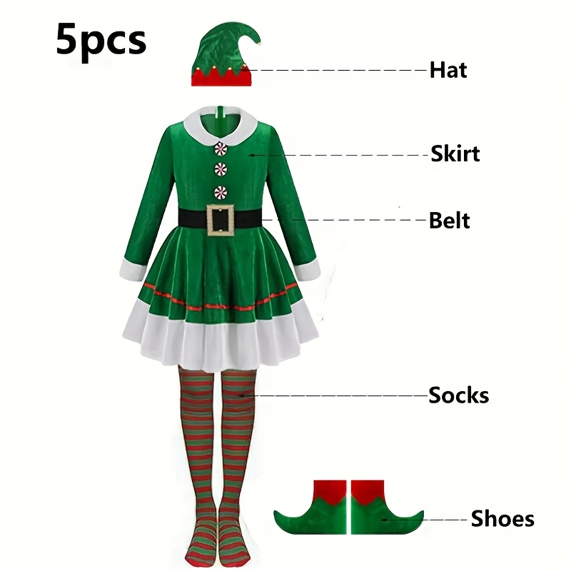 여성용 크리스마스 엘프 코스튬 세트 5종, 플리스 안감 - Elf Costume Christmas 리뷰 및 가격