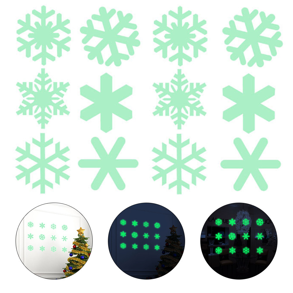 1세트 발광 눈송이 벽 스티커 크리스마스 야광 벽화 데 - Snowflake Window Decal 리뷰 및 가격